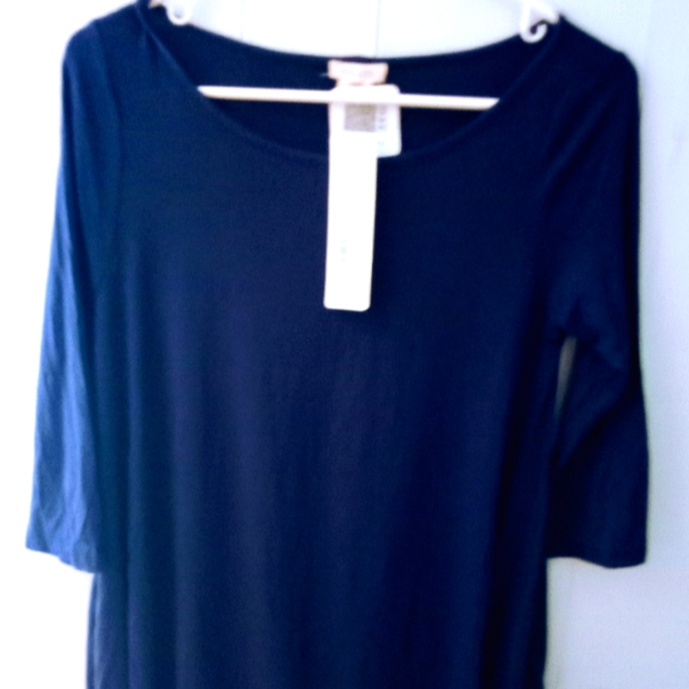 NWT Women's Size Small Navy Blue 3/4 Sleeve Shirt By Yelete